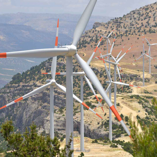 Windkraftanlagen in der türkischen Provinz Mersin.