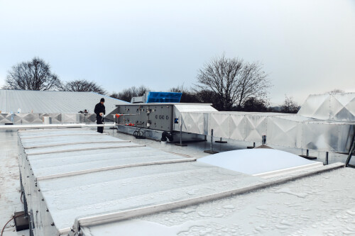 Construction work on a roof