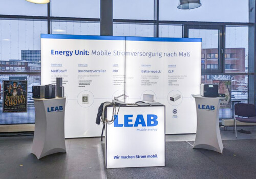 Messetand von LEAB beim Forum Elektromobilität.