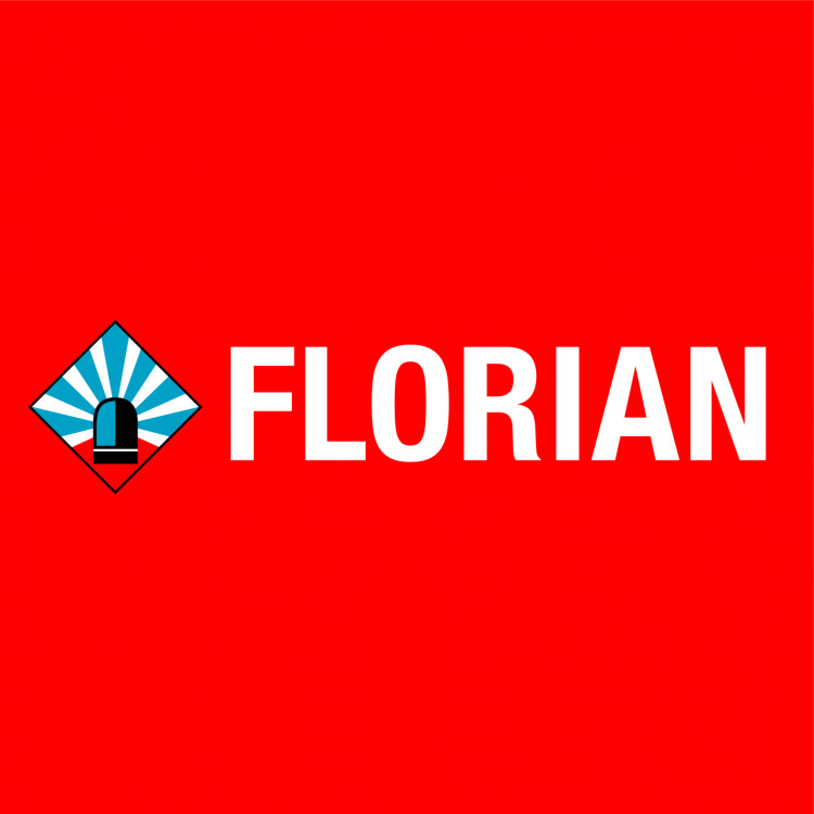 Logo der Messe Florian 2020 auf rotem Untergrund