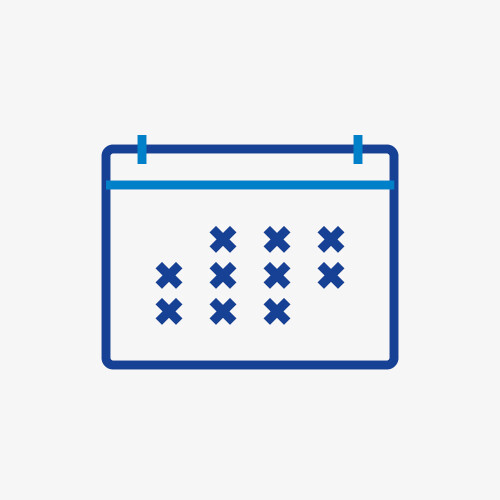 Icon eines Kalenderblattes in blau auf weiß