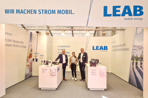 Three LEAB employees at the Rettmobil stand